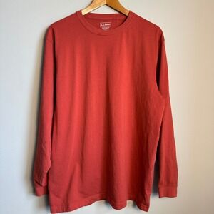 L.L.Bean Mens Long Sleeve Carefree‎ Unshrinkable Tee Burnt Orange L-Tall Preppy